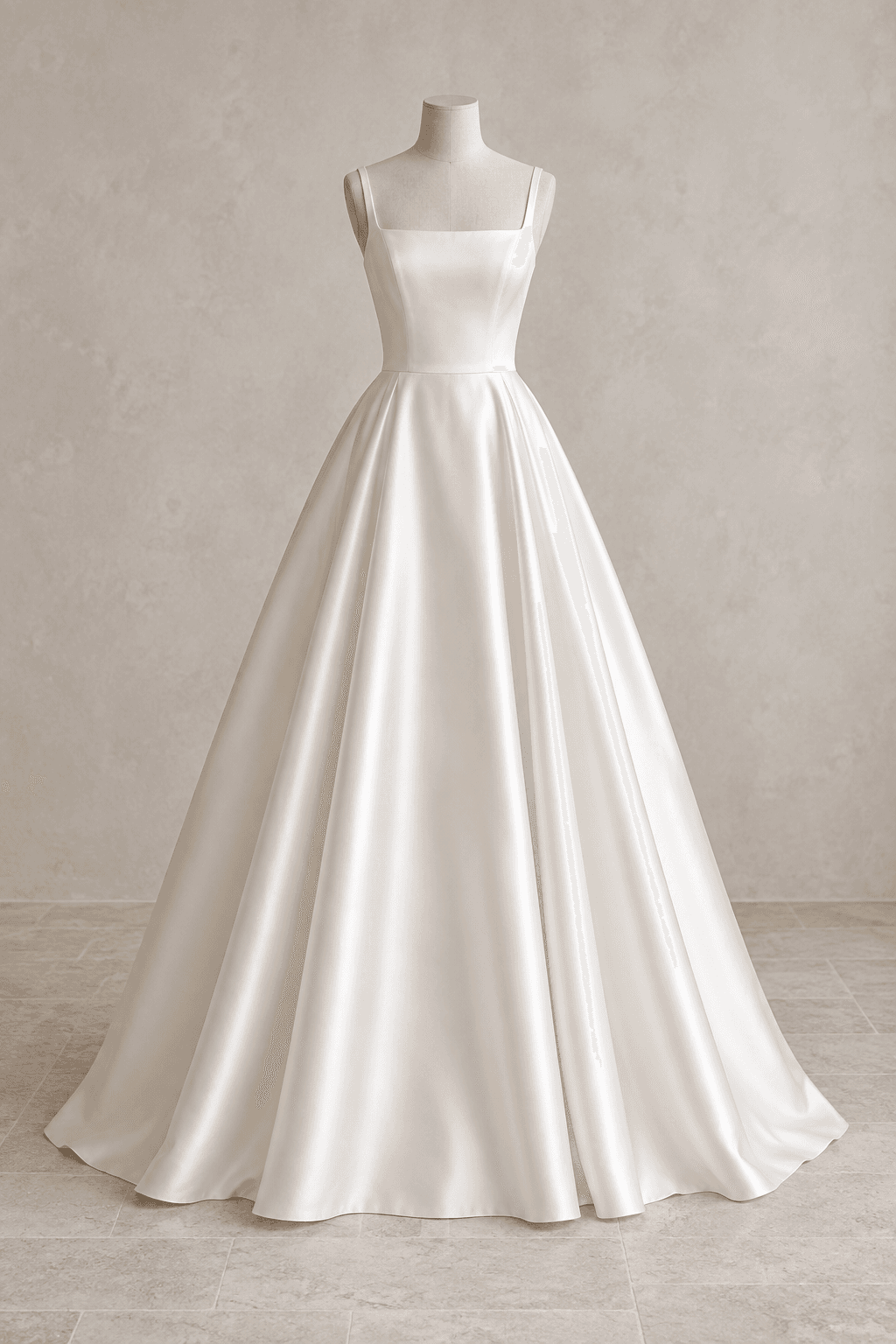The modern muse: AI-generated A-line wedding dress concept